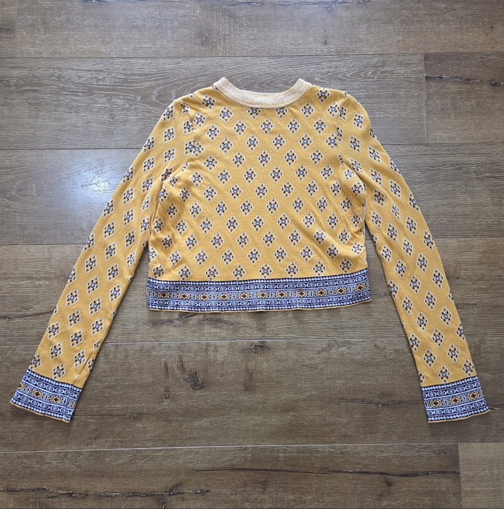 Free People Wmns Mustard New Age Crew Neck Sweater S Bohocore Hippie Beach Cozy